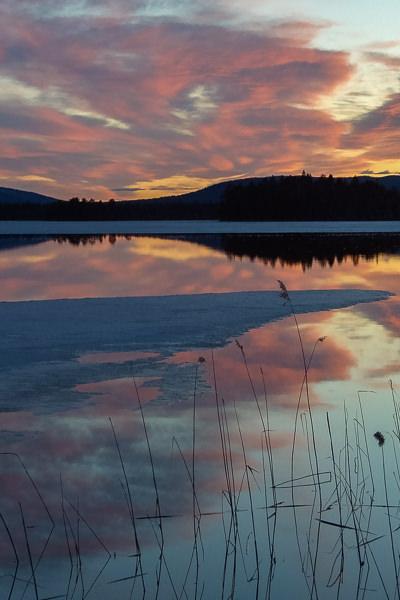 Se Lake Sunset Reflection Colourful Sky Icefloe