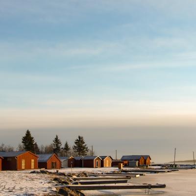 Se 08 Winter Sunny Marina Boathouses Jetties Ice Blue Sky900