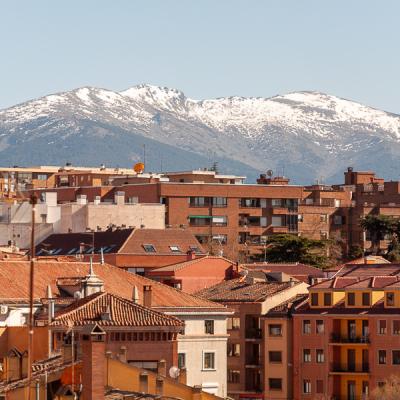 Es Segovia Tiled Rooftops Snowy Mountain